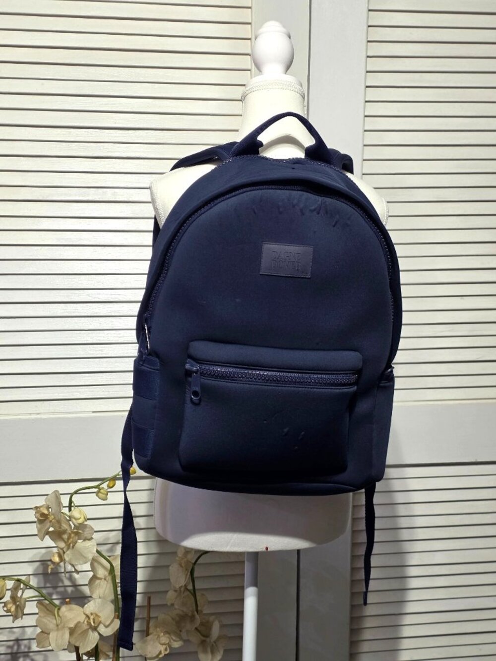 Dagne Dover Navy Neoprene Backpack Travel Laptop School Everyday Bag Sz L 3931